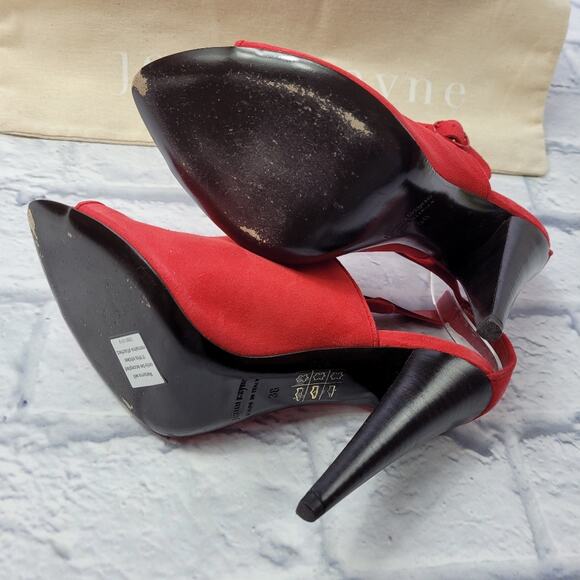 Jenni Kayne Posted Strap Tomato Red Suede Heels size 38 - Picture 13 of 16
